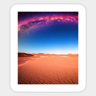 Ai Generated Art Scenery -Desert Night Sky Purple Stars Sticker